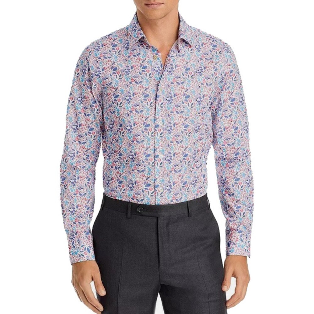 NEW $455 Paul Smith Floral Shirt! 16.5 e 42 Large Organic Cotton MADE IN ITALY